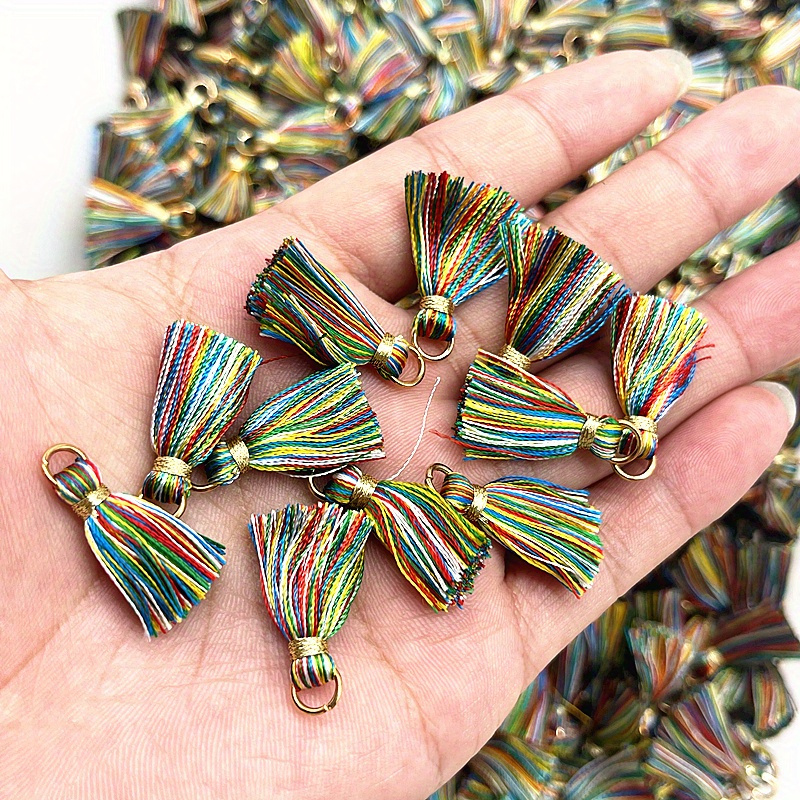 10pcs Metal Mini Split Ring Tassel Decorative Pendants